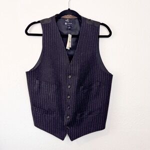 J. Crew Mens Pinstripe Wool Vest Size M Dark Gray Formal Suit Accessory